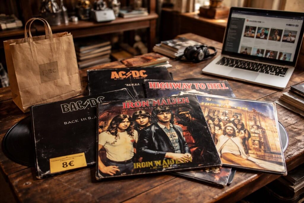 Économiser sur vos vinyles rock avec Discogs, Fnac et les brocantes de disques AC/DC et Iron Maiden