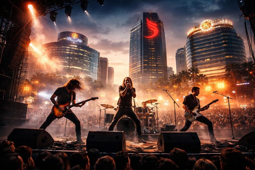Entreprises rock music avec Universal, Sony Music et Live Nation Entertainment
