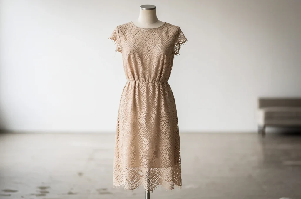 L’élégance nude revisitée : la robe en dentelle beige comme nouvelle icône mode